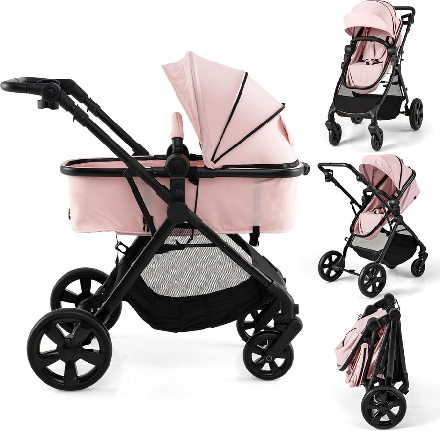 2in1 Baby Pushchair Foldable Pram Lightweight Reversible Seat Adjustable Canopy
