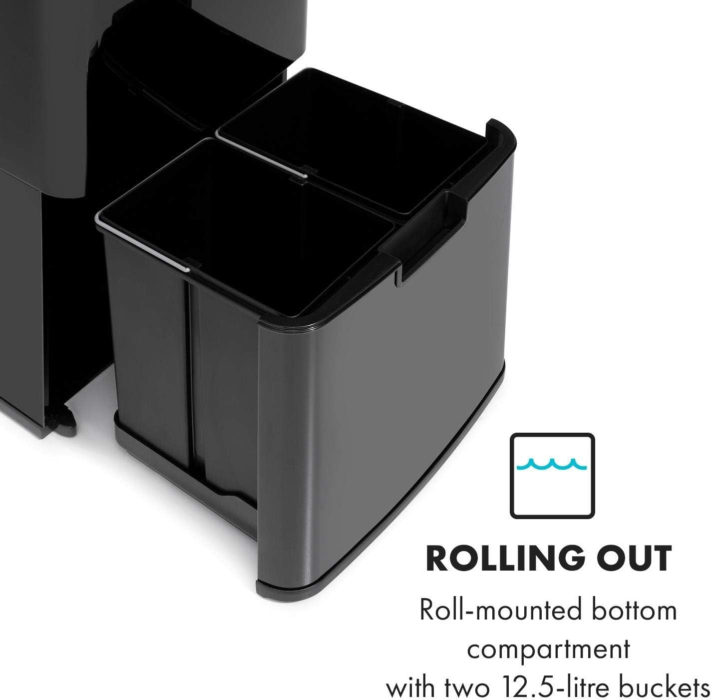 72L Touchless Kitchen Bin | Automatic Sensor Trash Can Black Stainless