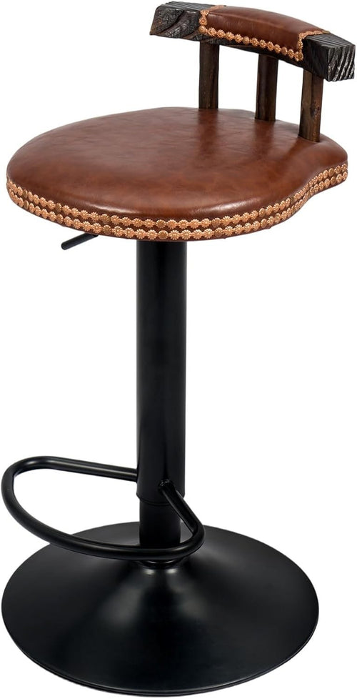Retro Adjustable Swivel Bar Stool – Light Brown Kitchen Counter Chair
