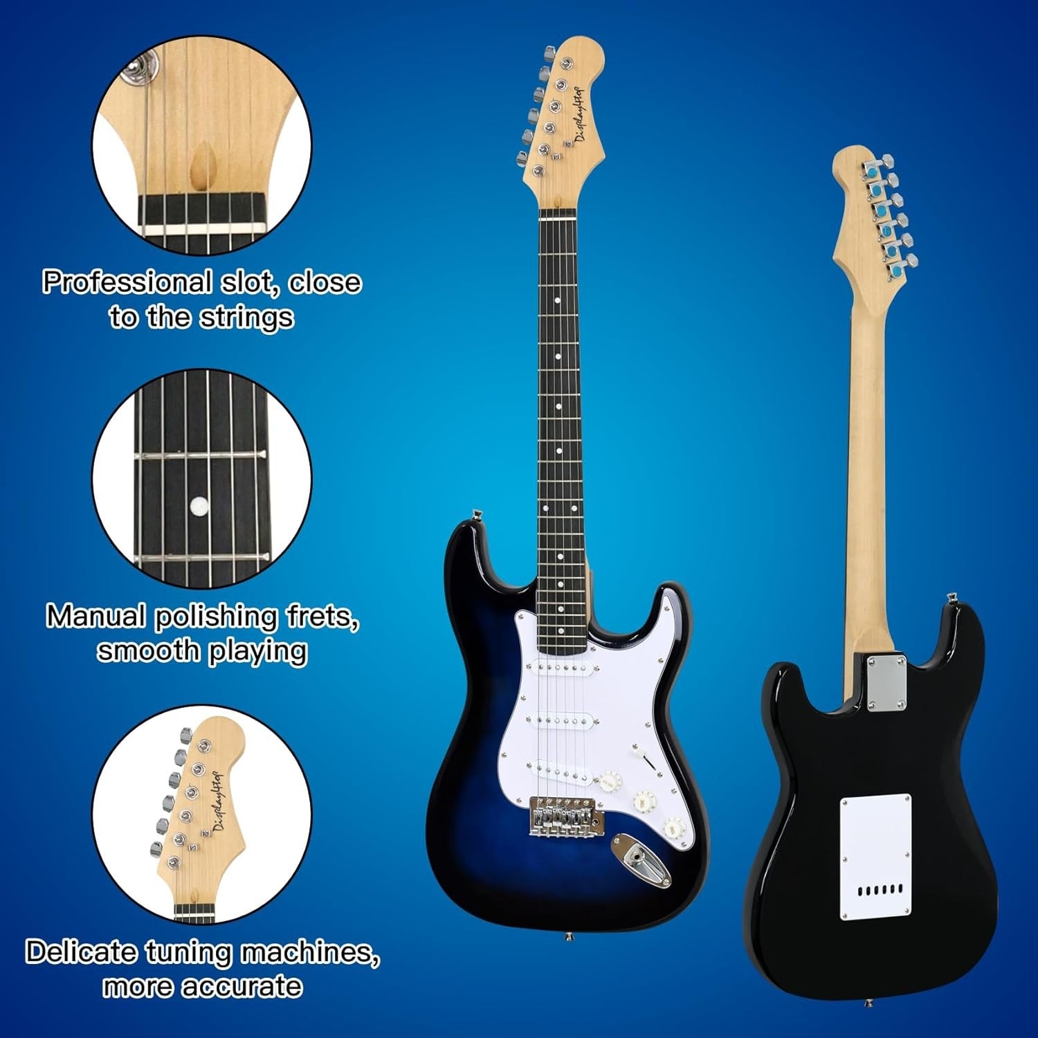 Full Size Electric Guitar Starter Kit with Amp Stand Blue White