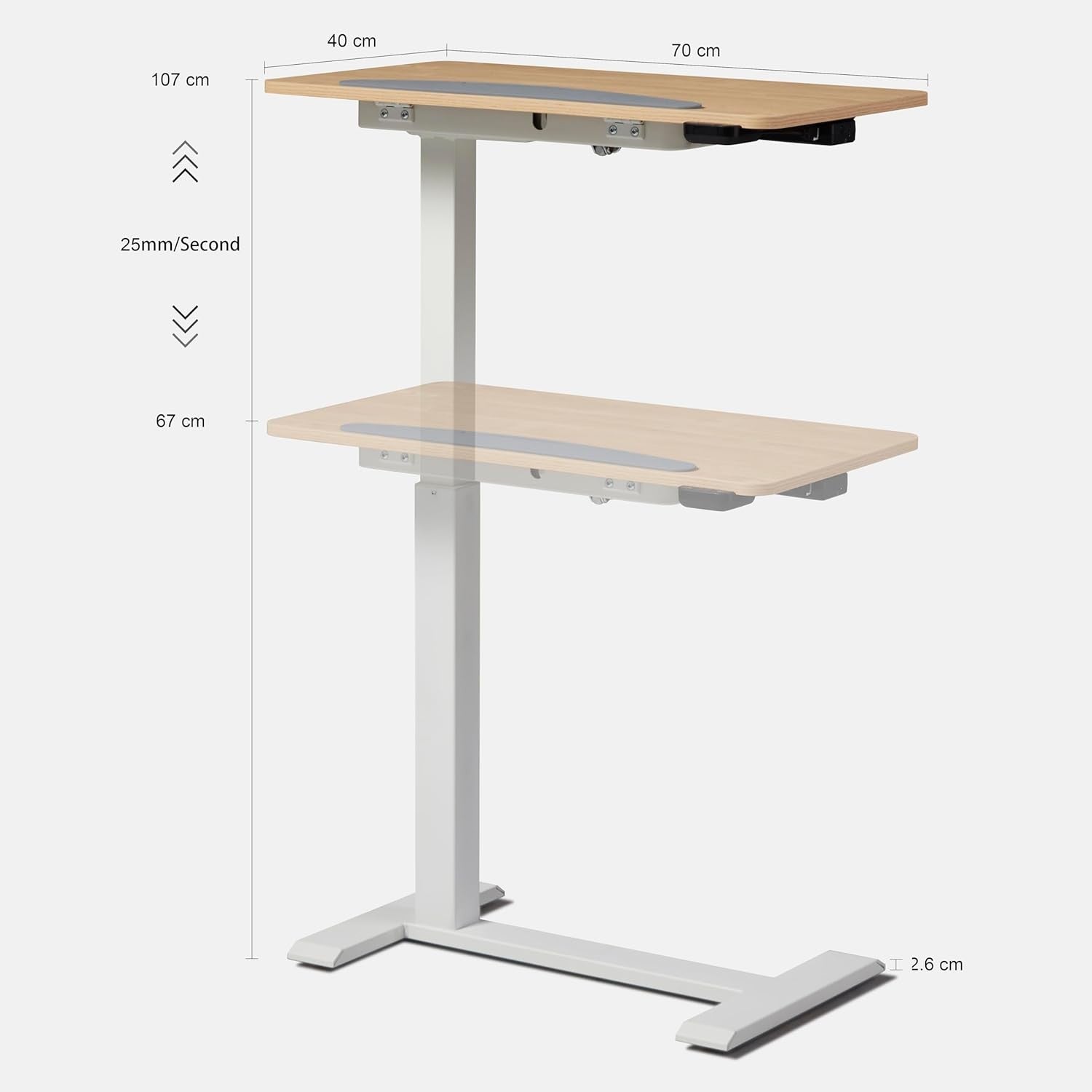 kowo Small Standing Desk, Battery-Powered Electric Height Adjustable Laptop Tabl