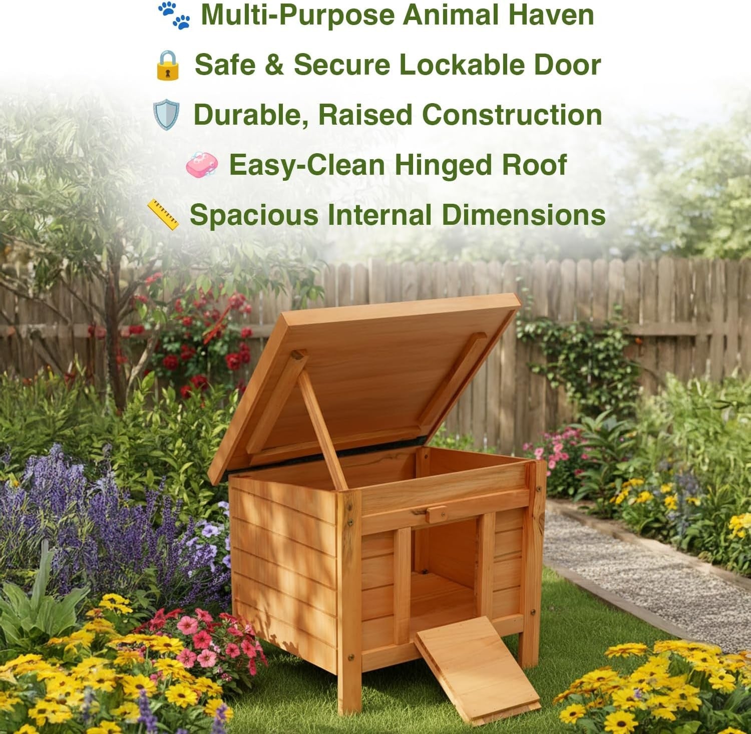 Wooden Animal Shelter Outdoor Small Pet House Lockable Predator Proof