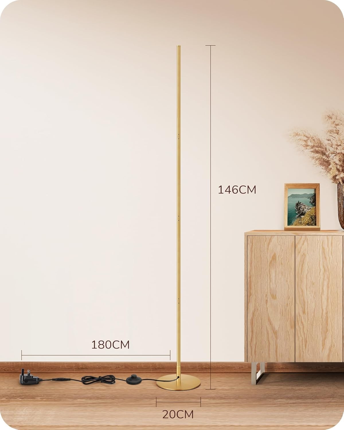 LED Floor Lamp 2 Pack Dimmable Minimalist Tall Corner Lights Gold