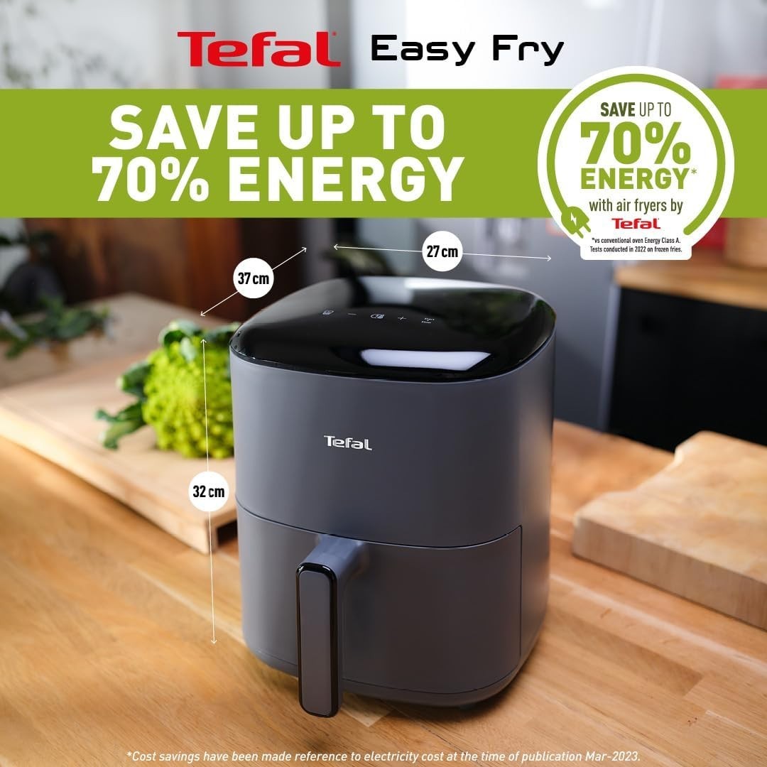 Digital Air Fryer 5L 10-in-1, Oil-Free, Timer, Auto Cook, Energy Saving, Grey