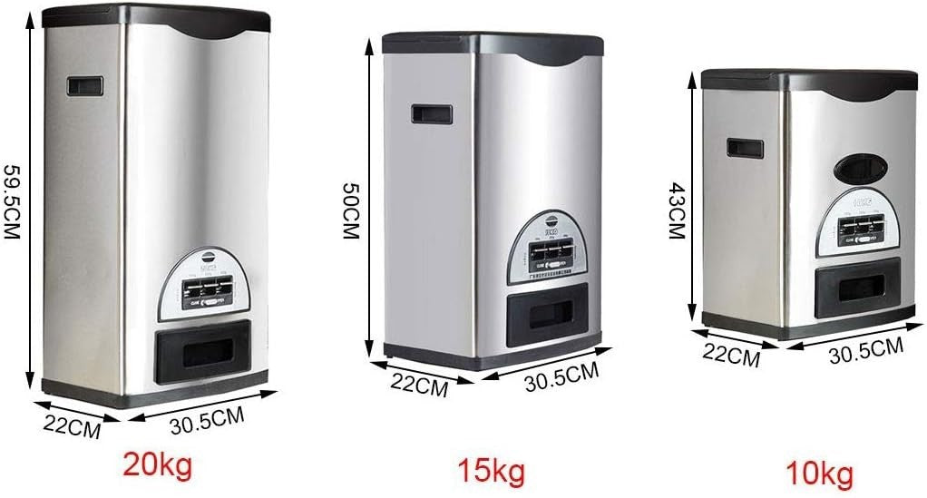 10KG Stainless Steel Rice Dispenser Airtight Grain Bin