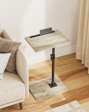 Adjustable C-Shaped Swivel Side Table 40x30x(45-81)cm Grey Coffee Tray
