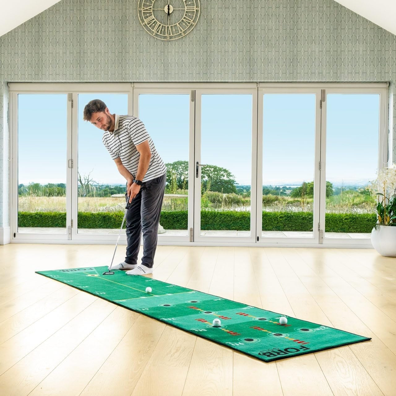 10ft Golf Putting Mat Indoor Practice Trainer Non Slip Multi Target Green