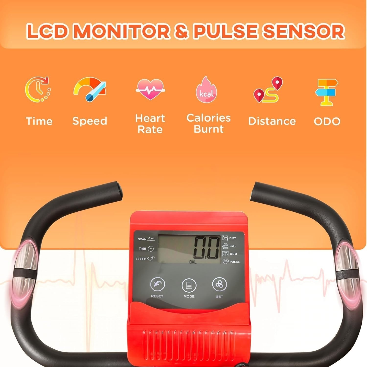 Wine Red 3-in-1 Folding Exercise Bike Magnetic Resistance LCD Pulse Bands