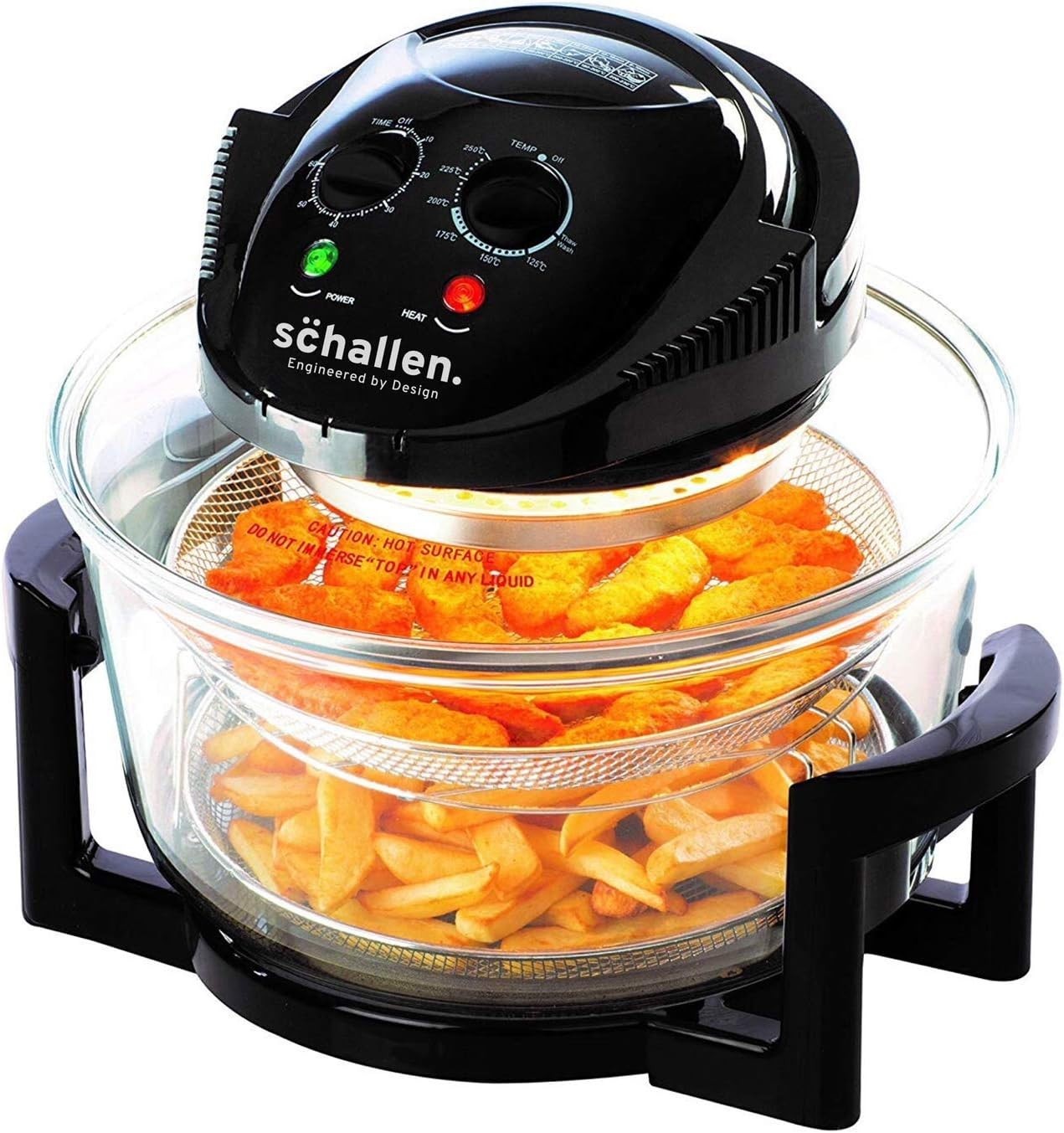 17L Halogen Air Fryer Oven Glass Bowl 1300W No Oil Accessories Self Clean
