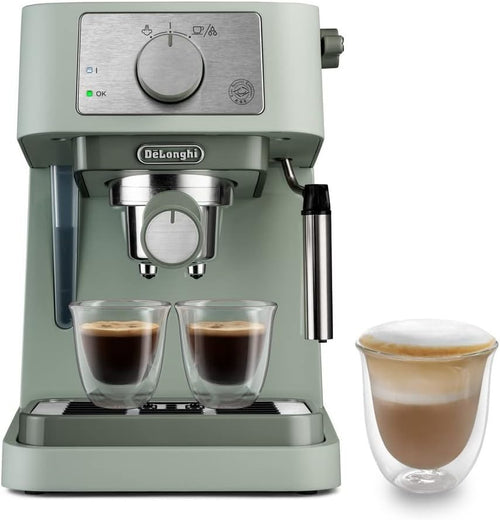 Manual Espresso Maker with Milk Frother | 15 Bar Pressure | Dual Cup Tray | 1L