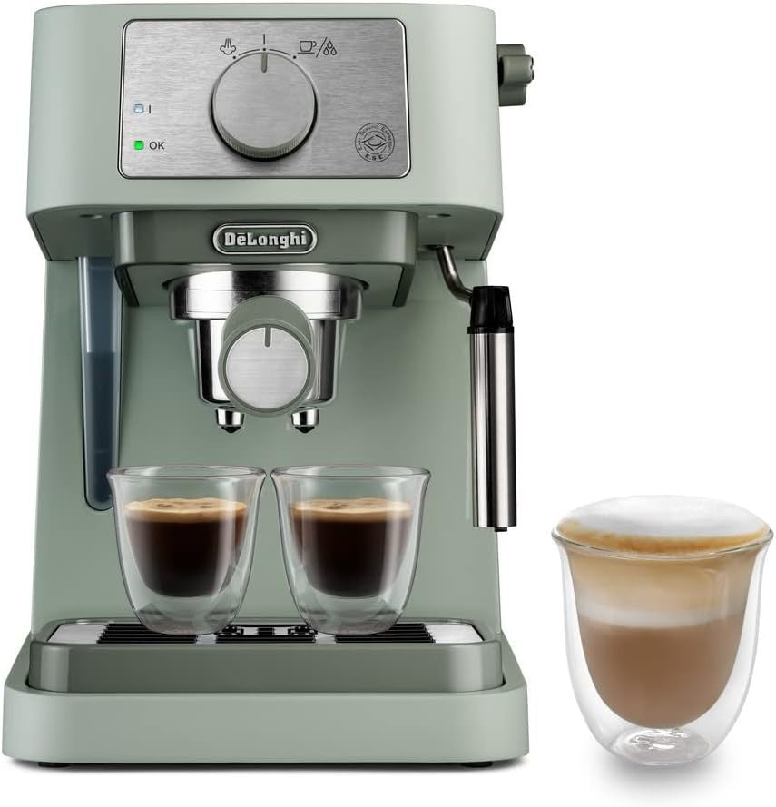 Manual Espresso Maker with Milk Frother | 15 Bar Pressure | Dual Cup Tray | 1L