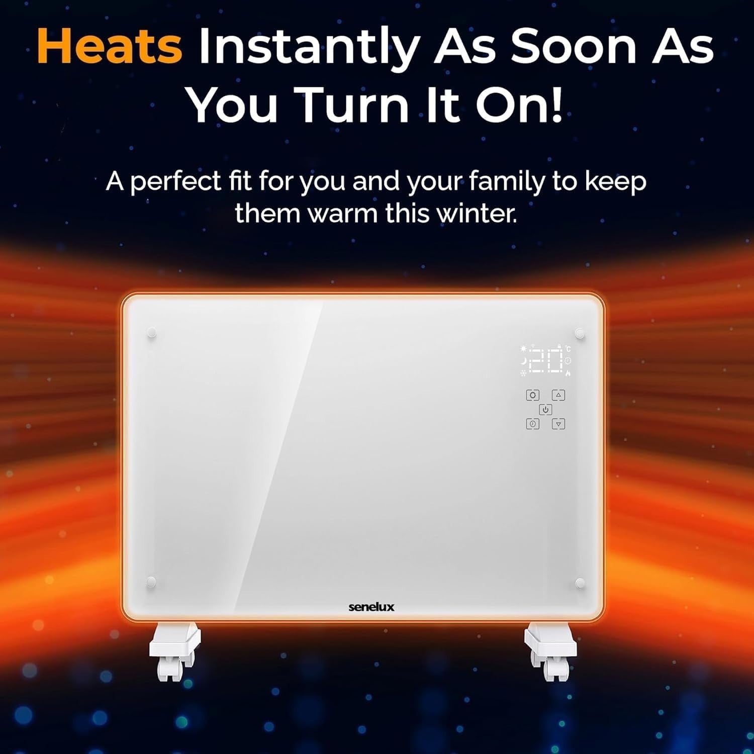 2000W WiFi Electric Glass Panel Heater Smart Thermostat Remote Control