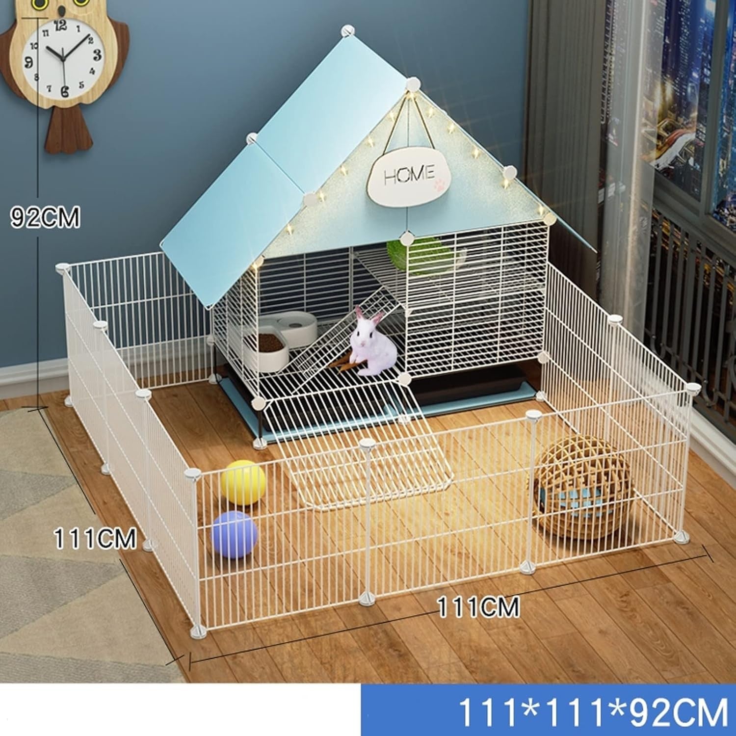 2-Story Rabbit Cage Indoor Large Metal Hutch With Trays Secure Pet Enclosure