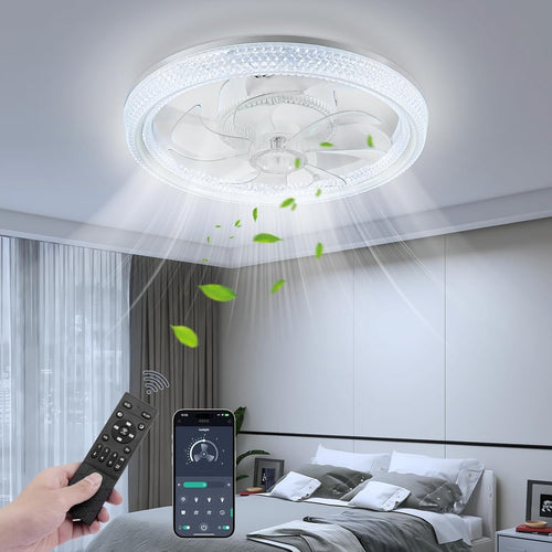 Litglobe 48CM Reversible Ceiling Fan with LED Light, 6-Speed, Dimmable, Quiet