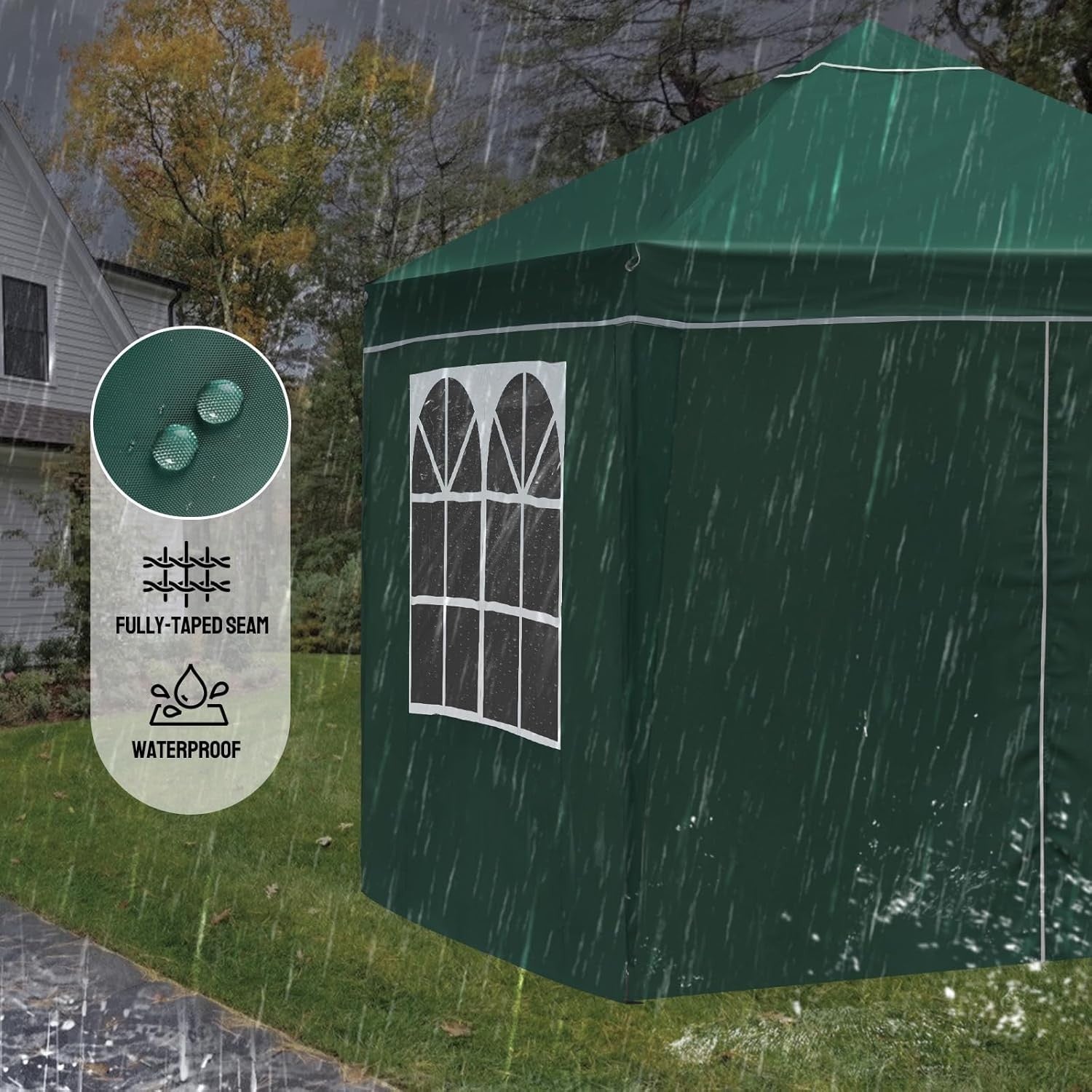 3x3M Green Pop Up Gazebo with 4 Removable Sidewalls Waterproof Outdoor Tent
