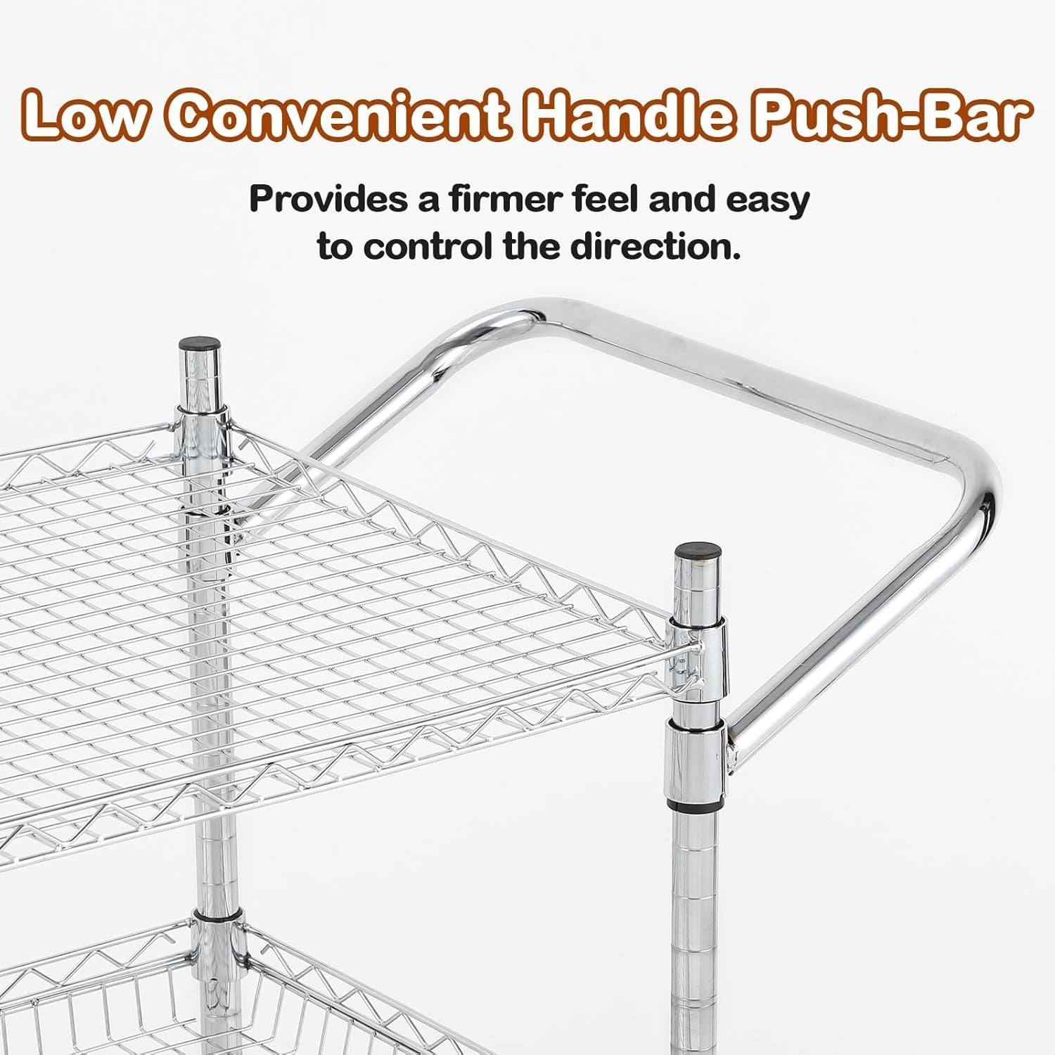 3 Tier Heavy Duty Utility Cart Rolling Metal Storage Trolley Silver
