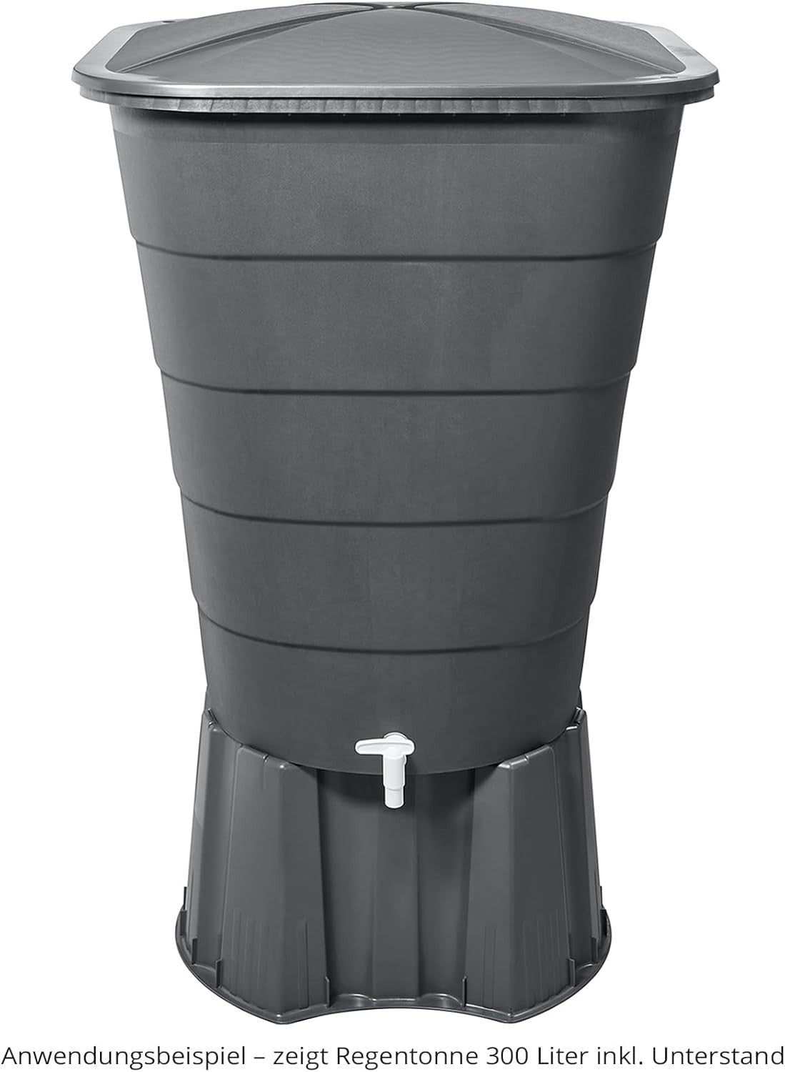 Square Rain Water Butt 300L with Lid & Tap, Corner-Friendly Garden Storage