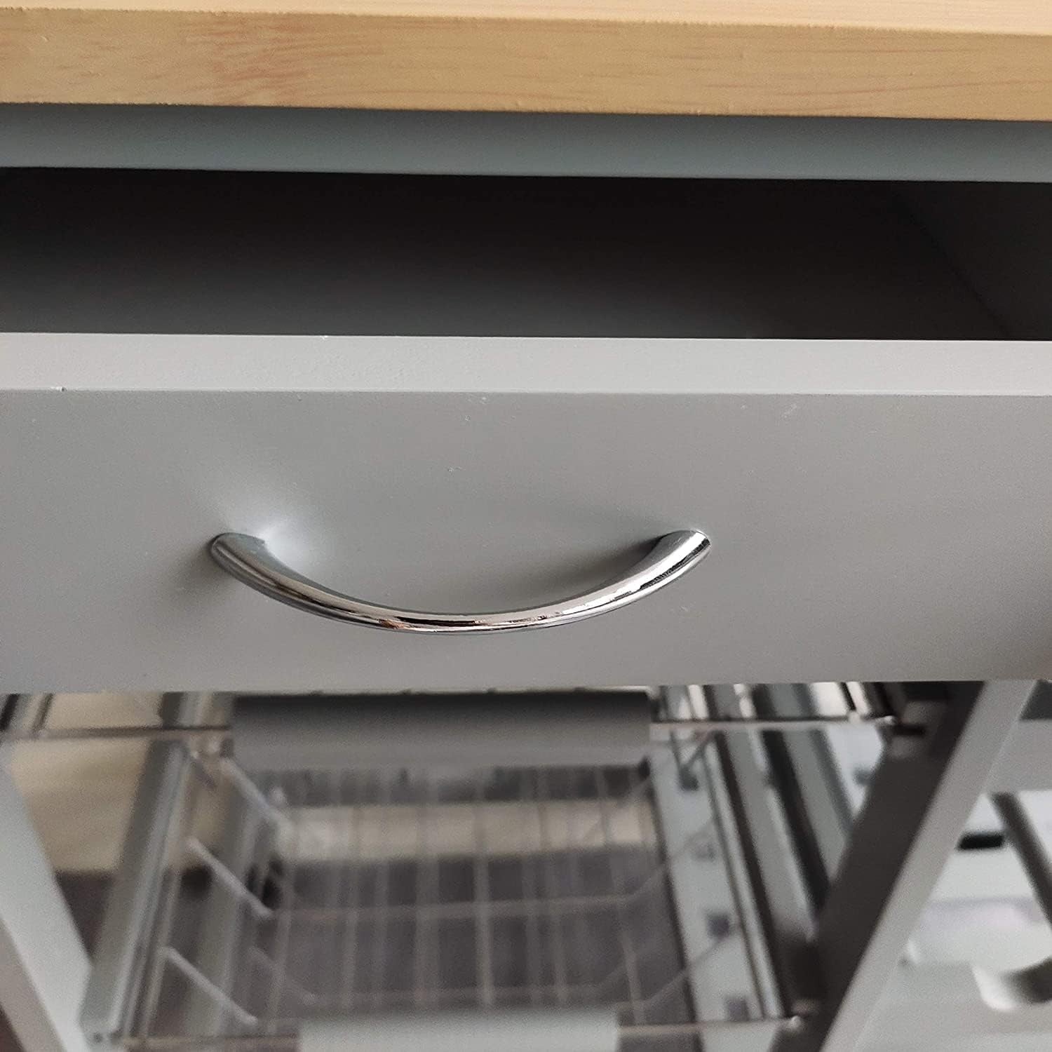 Kitchen Island Trolley on Wheels MDF Worktop Drawers Basket Storage Cart