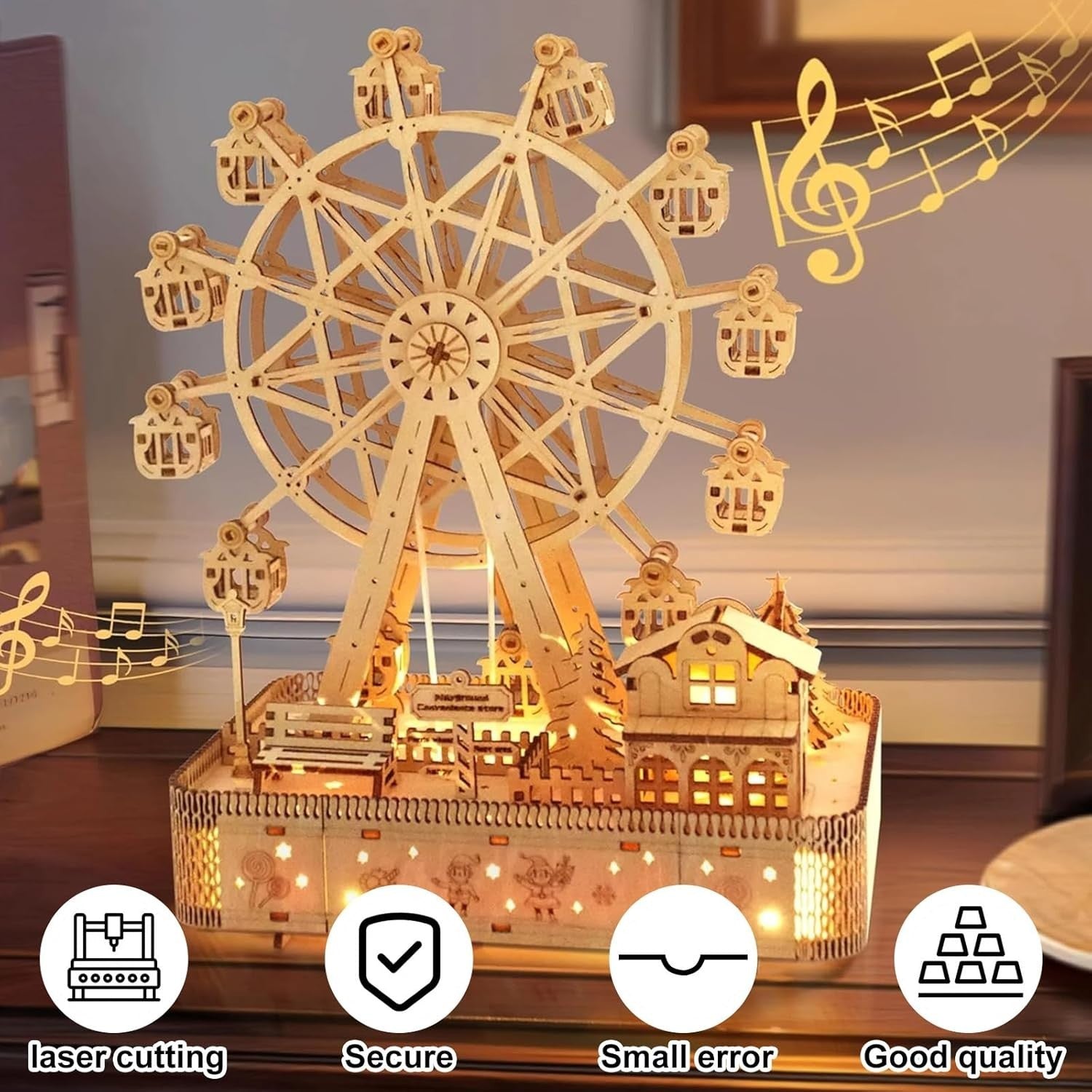 3D Wooden Marble Run Puzzle for Adults - Hand Cranked Mechanical Kit