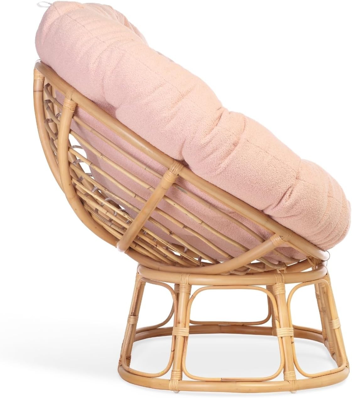 Blush Pink Double Papasan Rattan Lounge Chair Indoor 2 Seater Deep Cushion