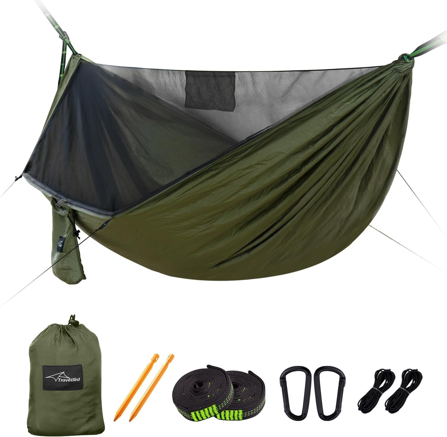 2 Person Camping Hammock with Waterproof Rain Tarp & Mosquito Net, Lightweight