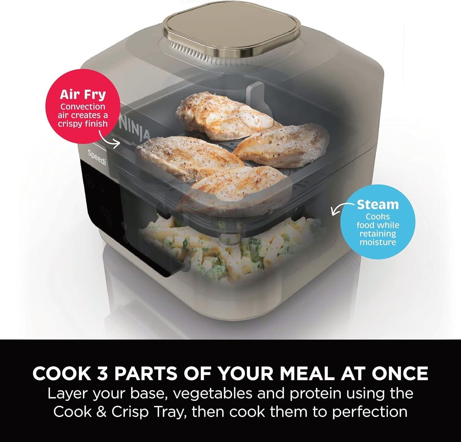 12-in-1 Multi Cooker Air Fryer Slow Cooker 5.7L Steam Air Fry Fast Meals