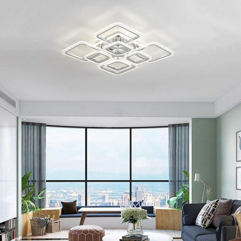 Modern LED Ceiling Light Dimmable Remote Control Flush Mount 100W Lamp