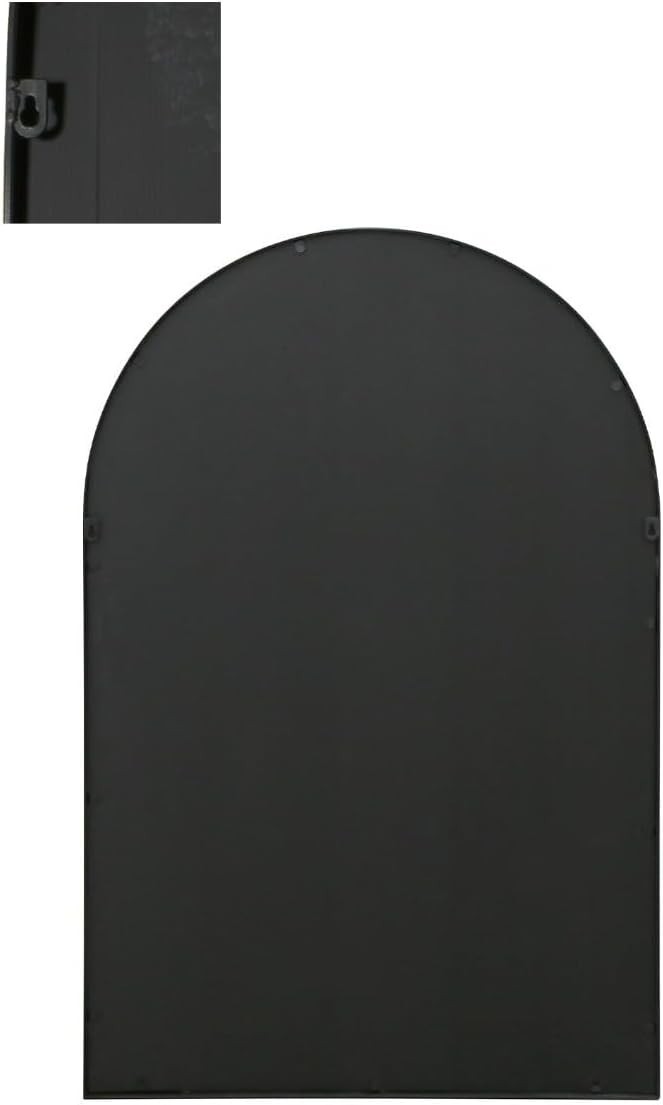 Large Black Metal Arched Wall Mirror 120x80 cm, Indoor & Outdoor
