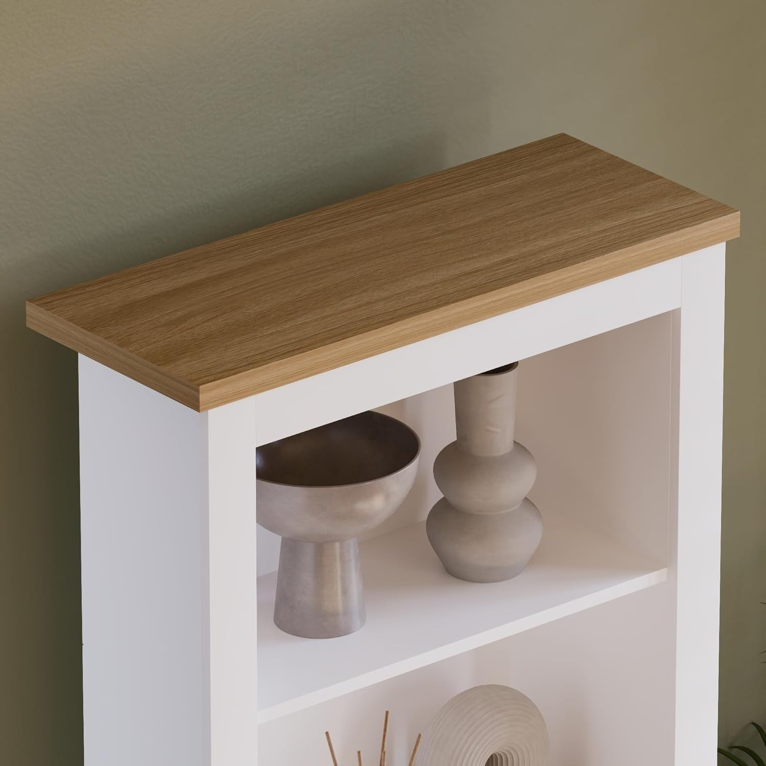 4 Tier White Oak Ladder Bookcase – Modern Display Storage Shelf Unit 140cm