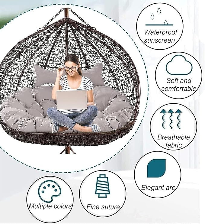 2 Seater Egg Chair Cushion Waterproof Swing Hammock Pad Thick Outdoor Seat