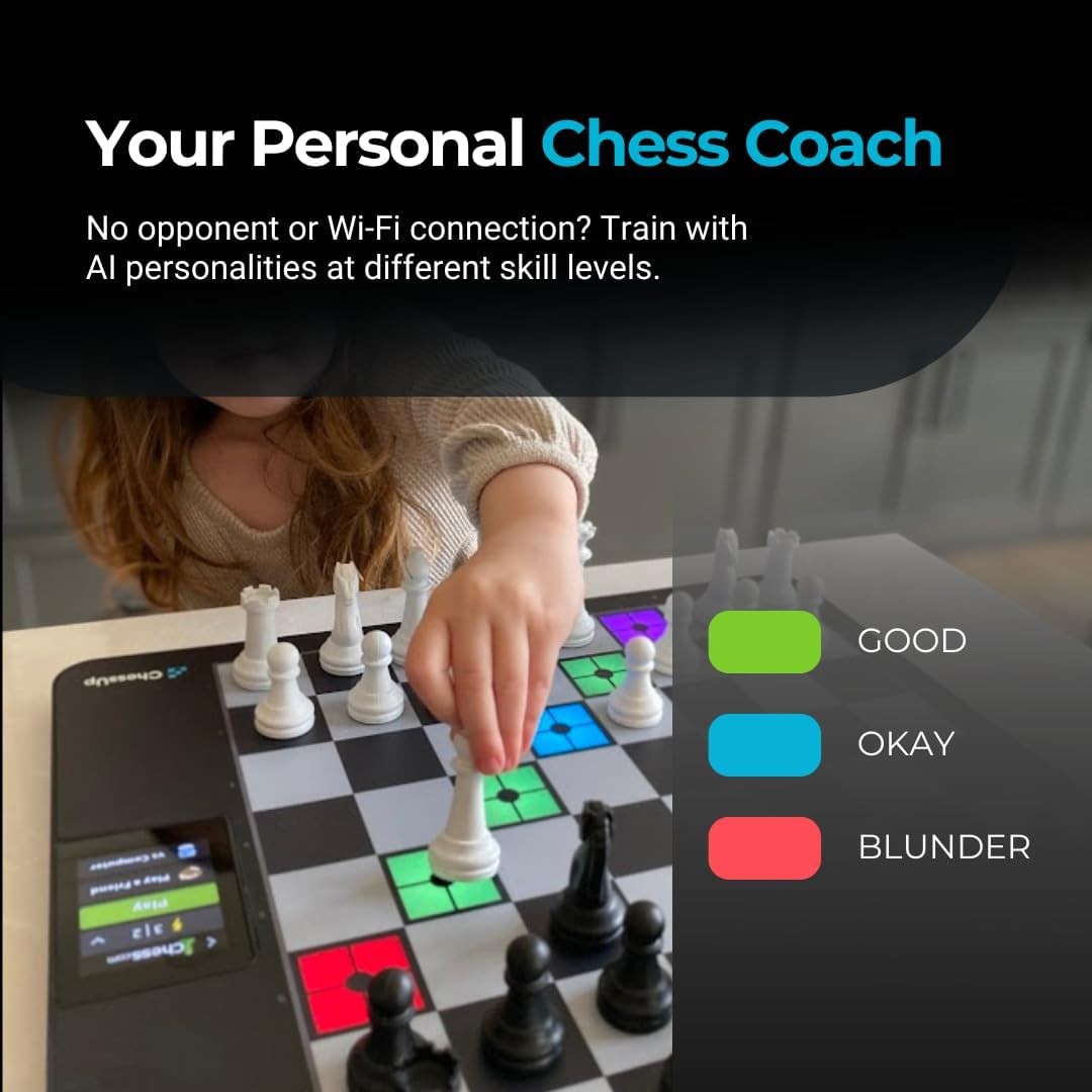 Smart Electronic Chess Board TouchSense Pieces WiFi AI Coaching Light-Up Game