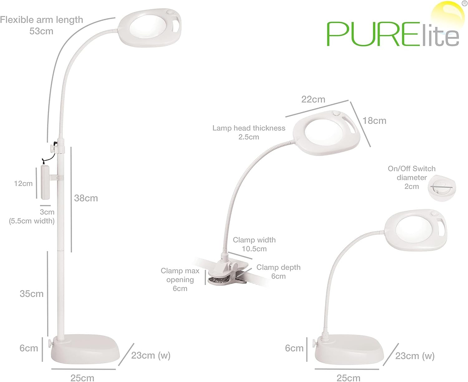 Magnifying LED Floor Lamp 3in1 Natural Daylight Sewing Craft Reading Light