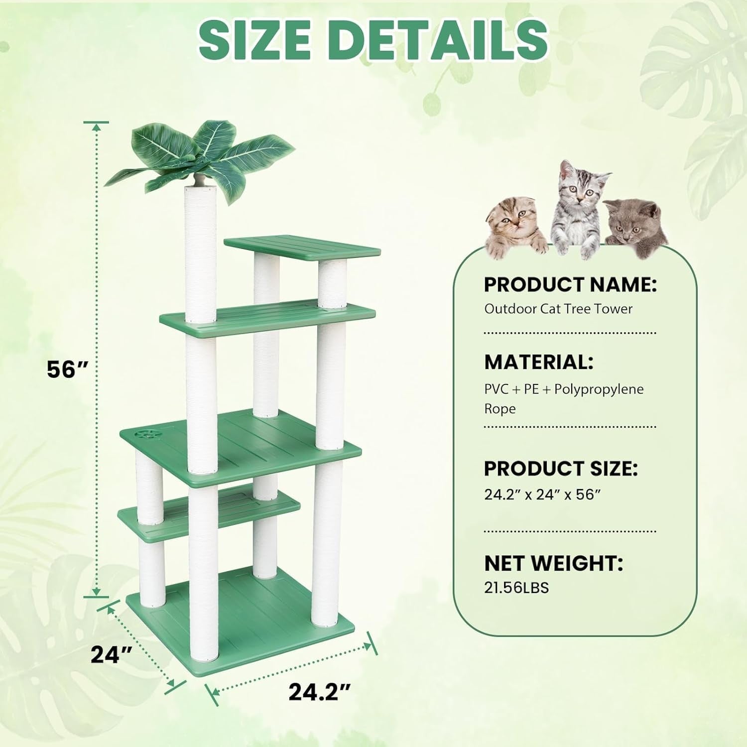 Outdoor Waterproof Cat Tree Tower Multi Level Scratching Post Indoor Outdoor