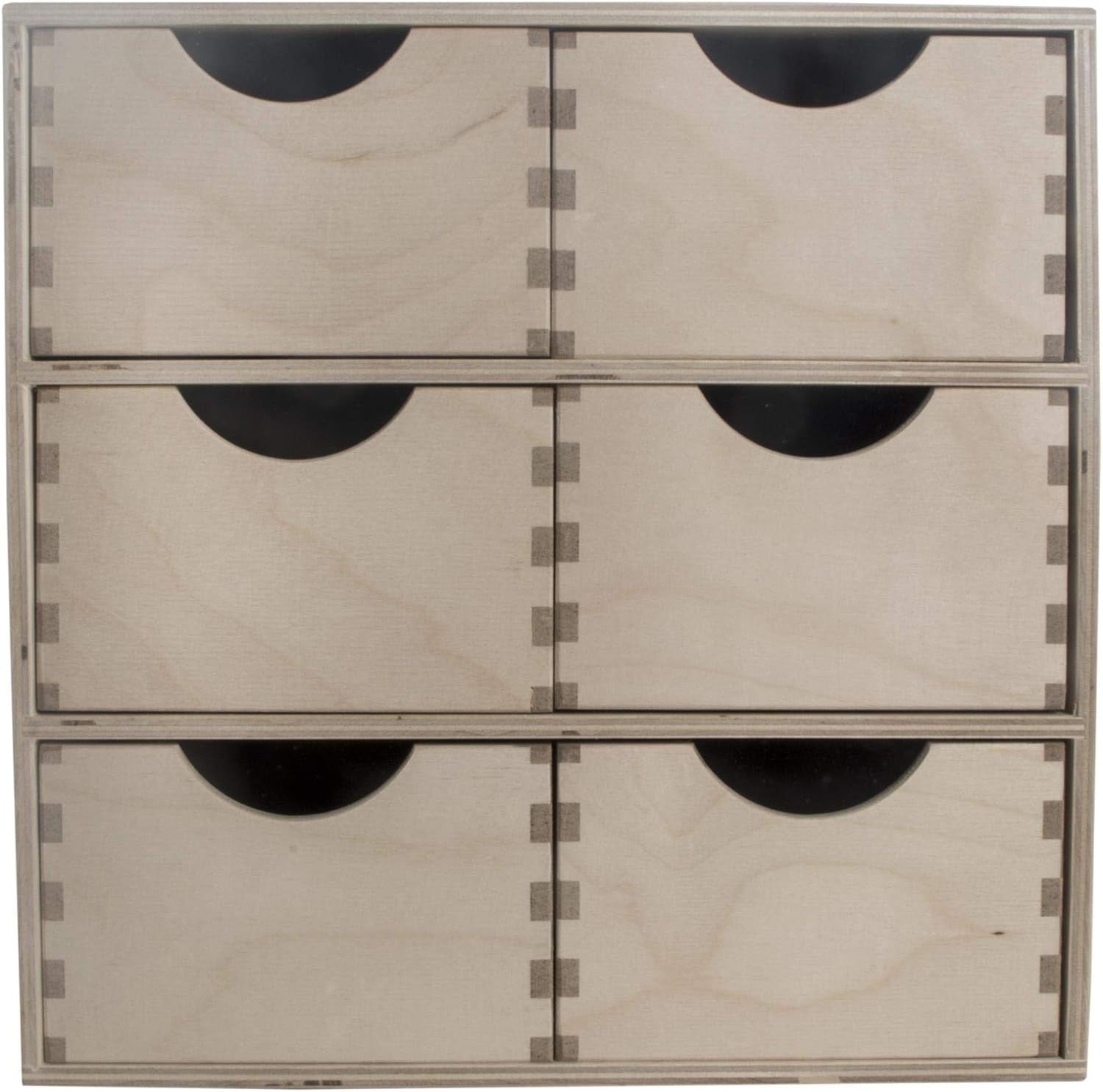 Wooden Desk Organiser 6-Drawer Mini Chest Birchwood Storage Cabinet 28cm
