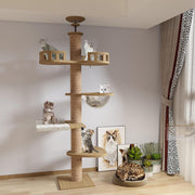 Floor to Ceiling Cat Tree Tower Adjustable Height Scratching Post Hammock