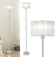 Crystal Floor Lamp Chrome Glass Shade Tall Standing Light Living Room