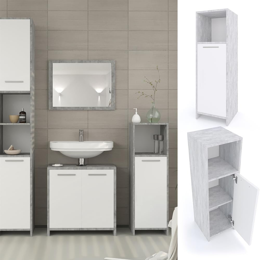 Space-Saving Bathroom Storage Cabinet with Door & Adjustable Shelf 30x95 cm