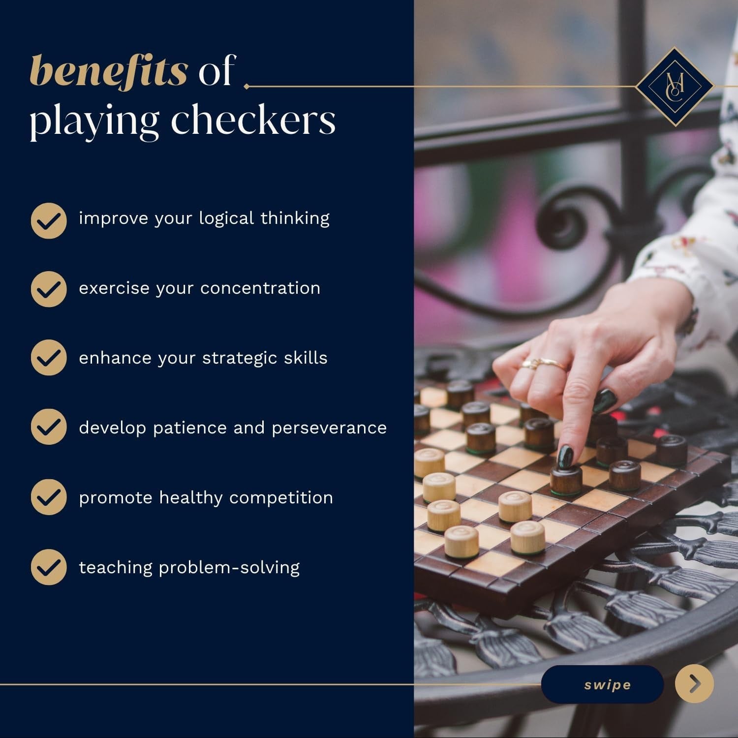25cm Wooden Checkers Set | Folding 64-Square Travel Draughts Board | Compact Gam