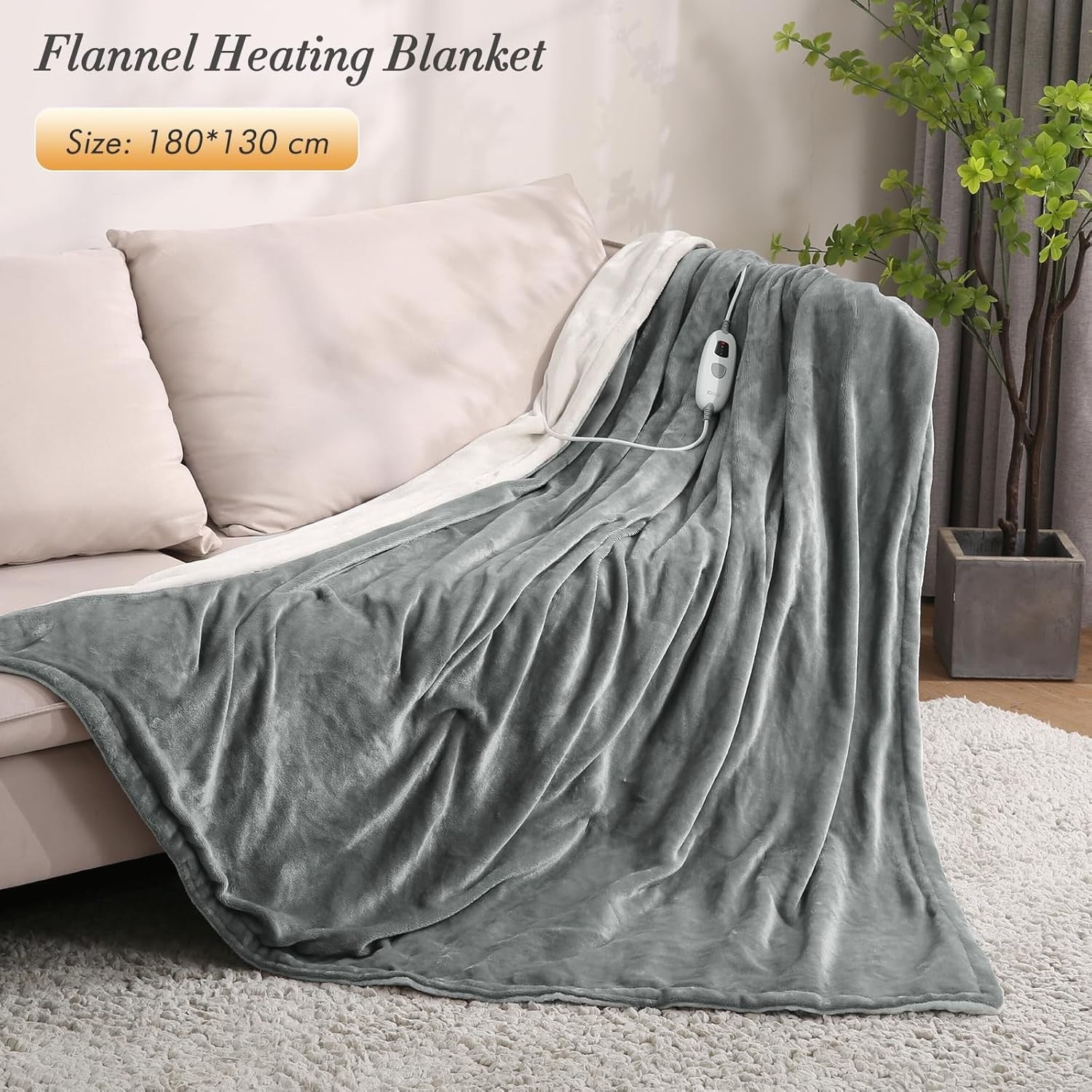 Electric Heated Throw Blanket 4 Heat Levels Fast Warm Auto Off Washable