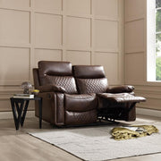 Brown Faux Leather 2 Seater Recliner Sofa Manual Padded Armchair UK