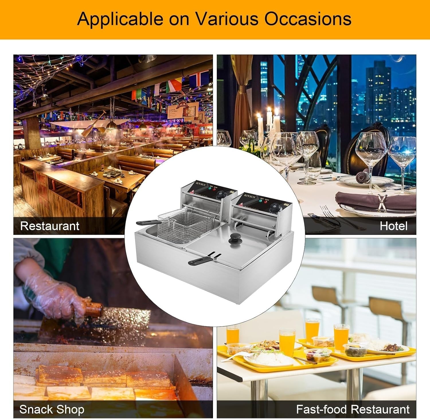 12L Double Deep Fat Fryer 5000W Commercial Dual Tank Electric Fryer