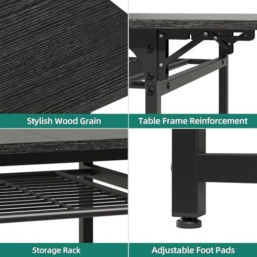 Black Folding Dining Table Drop Leaf with Storage 120cm