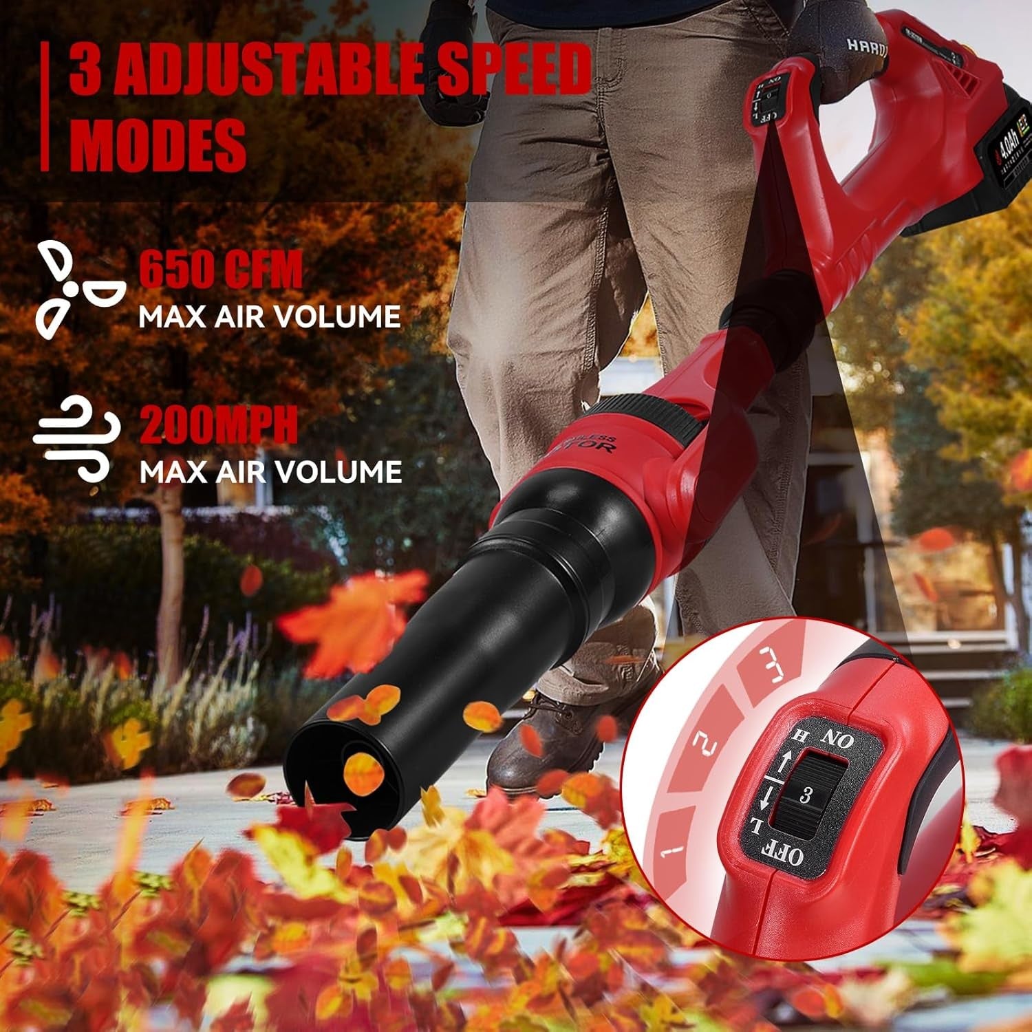 Cordless Gutter Leaf Blower 18V Brushless Long Reach 124MPH Cleaning Tool