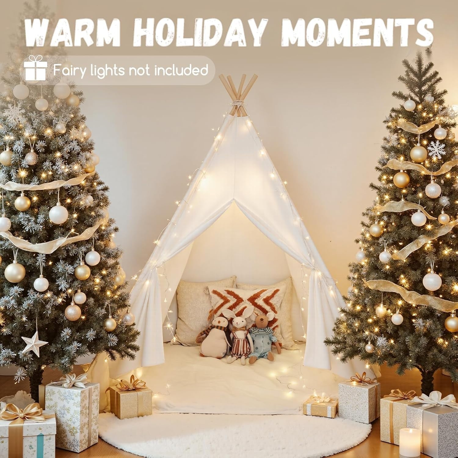 Kids Teepee Tent Cotton Large Indoor Outdoor Playhouse Mat Flags
