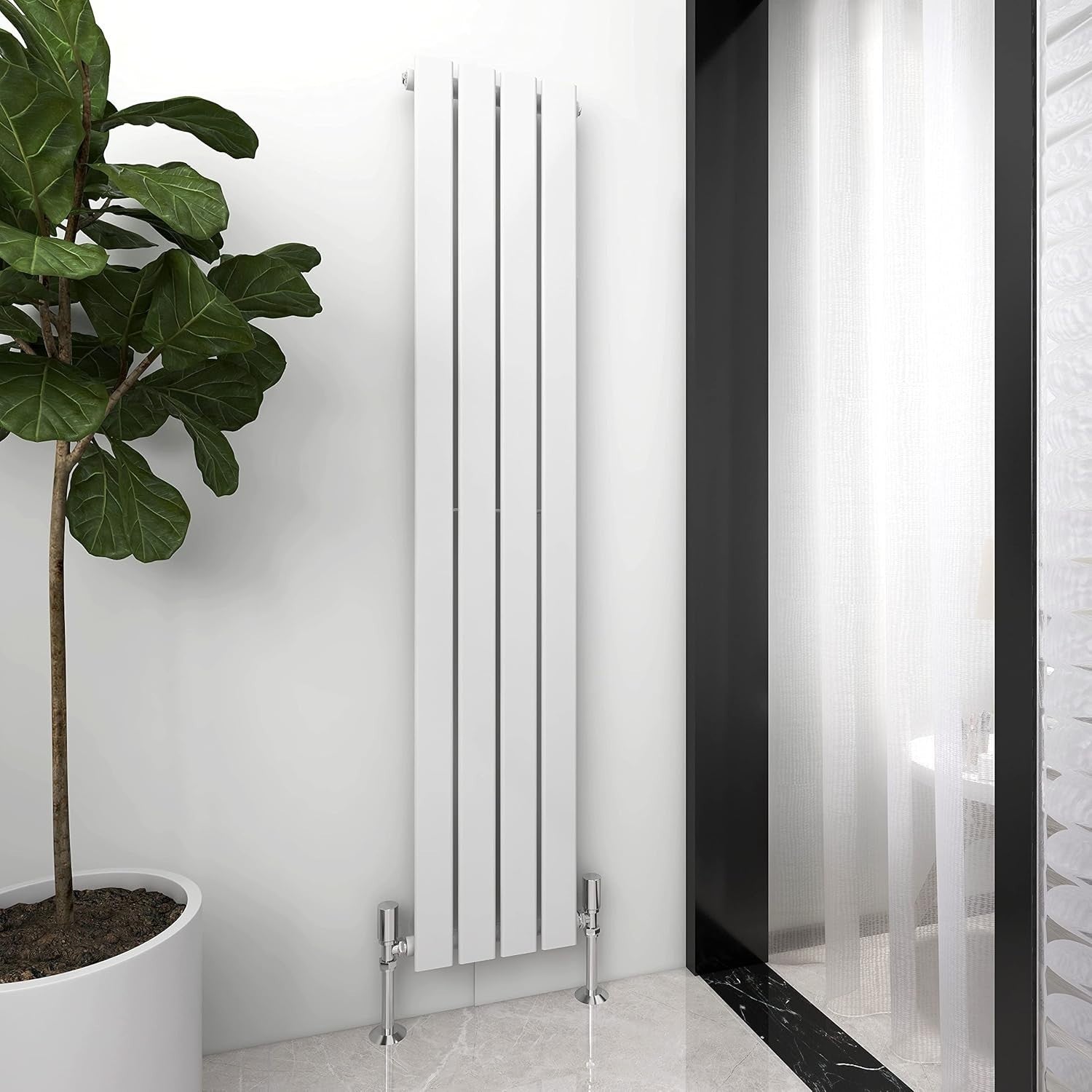 Designer Flat Panel Radiator 1600x272mm Single White Horizontal Vertical