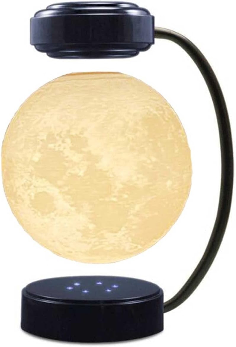 Levitating Moon Lamp Black 3D Printed Floating LED Night Light Iron Stand