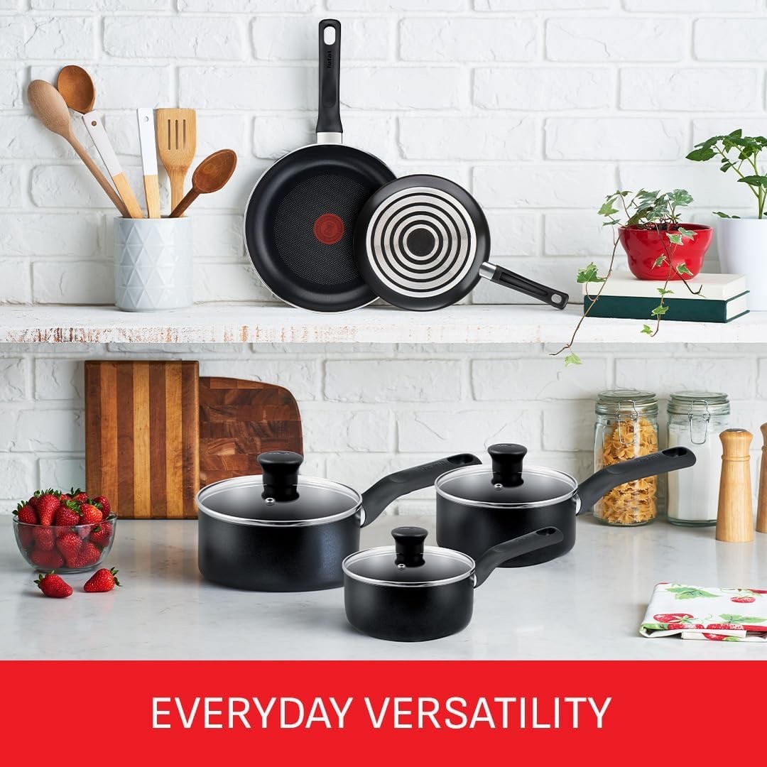 5pcs Black Non Stick Cookware Set with Lids – Saucepan & Frying Pan Set