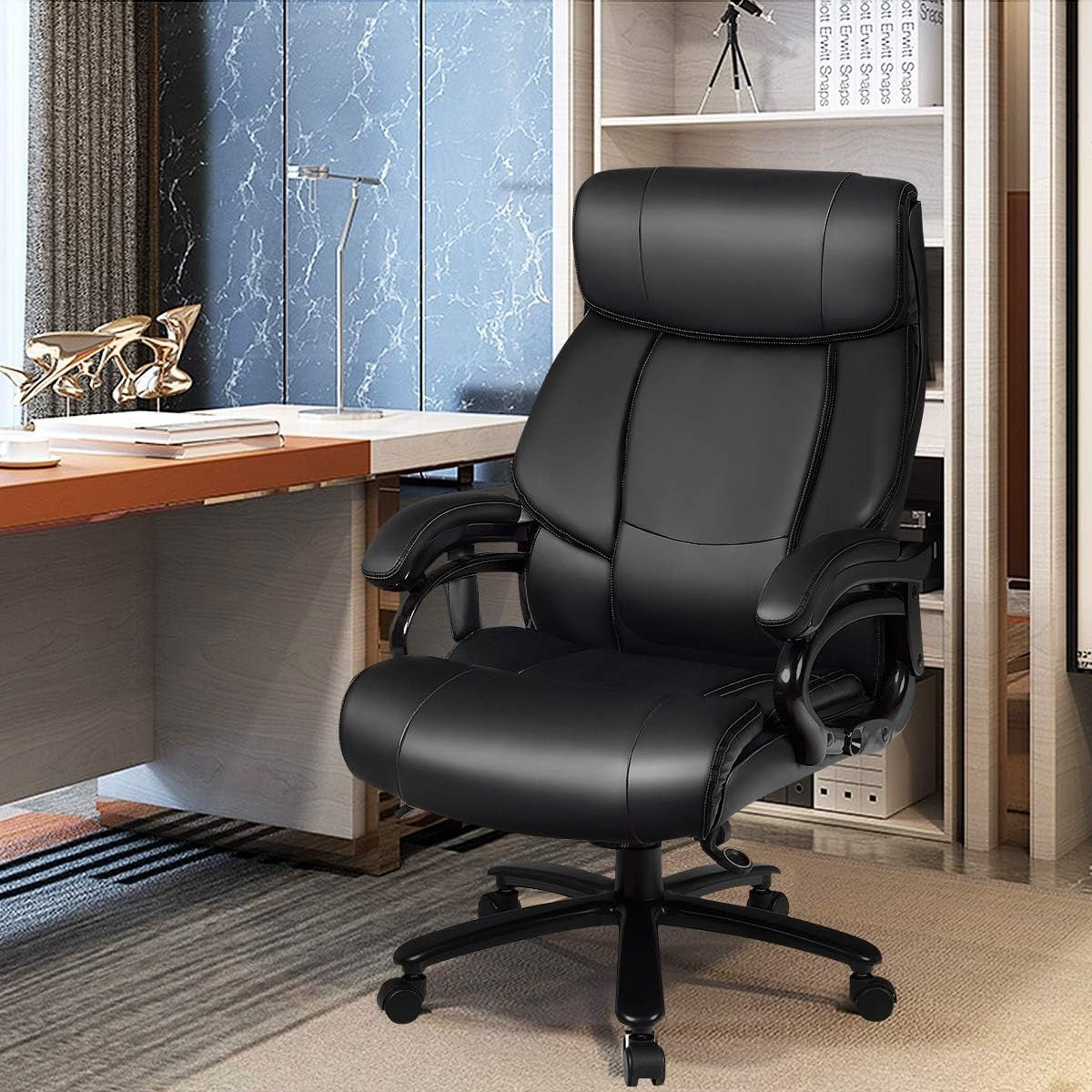Big & Tall Massage Office Chair 400lbs PU Leather Swivel Recline Adjustable