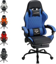 Reclining Gaming Chair w/ Footrest Ergonomic Office Desk Chair Blue