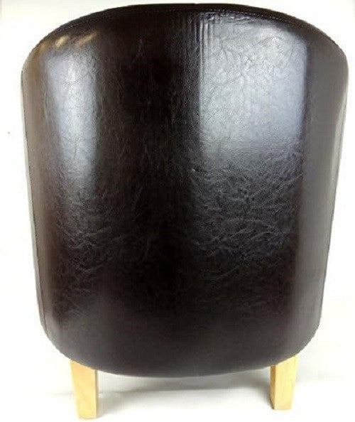 Brown PU Leather Tub Chair Deluxe Dining Office Armchair